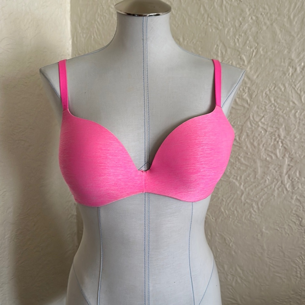 Victoria’s Secret Pink Hot Pink Space Dye Sleek Push-Up Bra 32DD